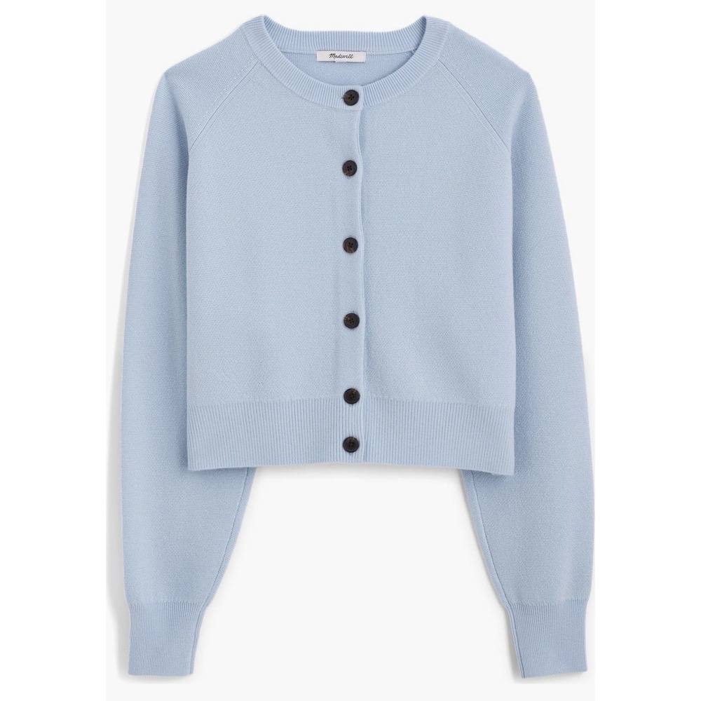 Madewell Raglan Sleeve Cropped Cardigan Merino Wool Soft Sky Blue Size Small NWT